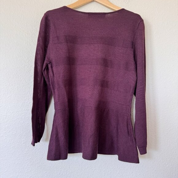 Loft Peplum Sweater Purple Size Small Ribbed New Plum Business Casual - Picture 7 of 7